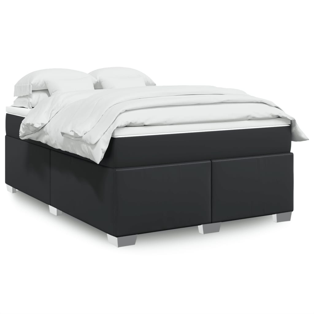 Boxspring met matras kunstleer zwart 140x200 cm is nu te koop bij PeponiXL, paradijselijk wonen!