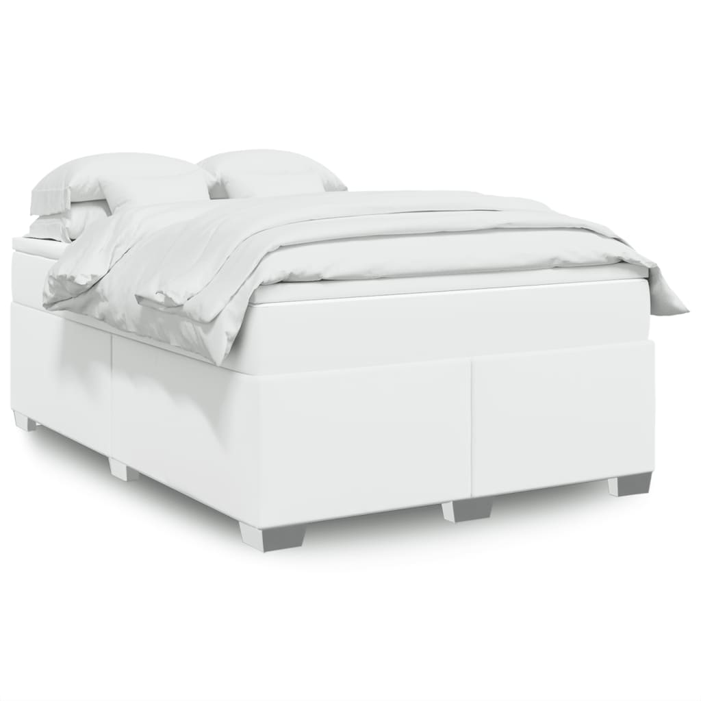 Boxspring met matras kunstleer wit 140x200 cm is nu te koop bij PeponiXL, paradijselijk wonen!
