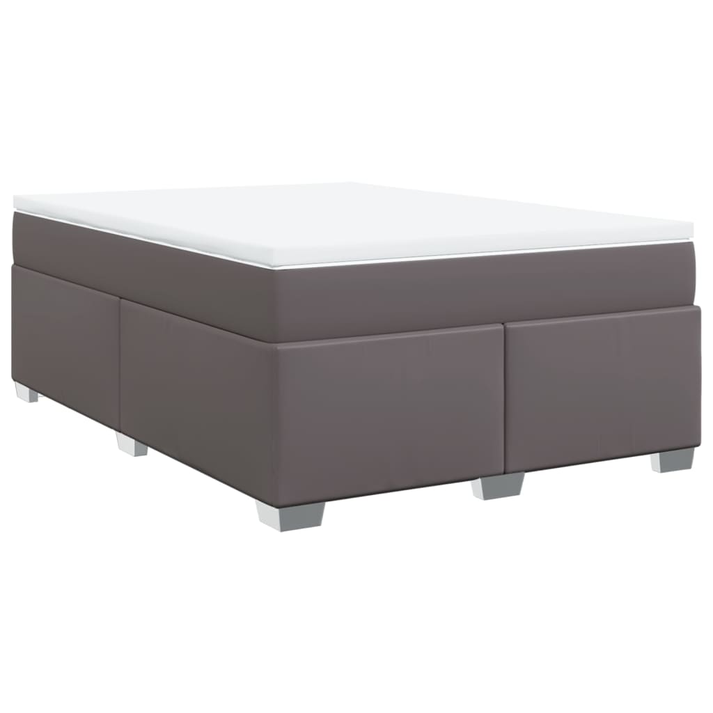 Boxspring met matras kunstleer grijs 140x200 cm is nu te koop bij PeponiXL, paradijselijk wonen!