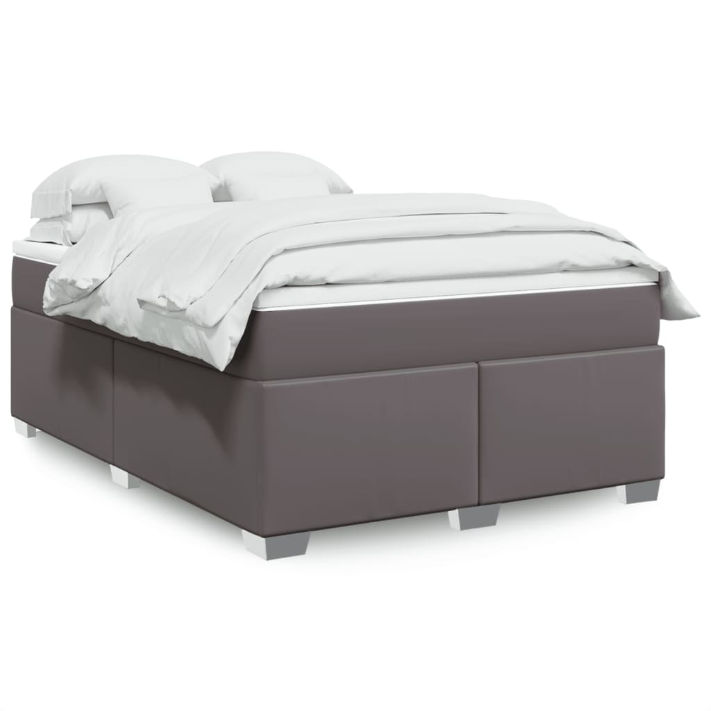 Boxspring met matras kunstleer grijs 140x200 cm is nu te koop bij PeponiXL, paradijselijk wonen!