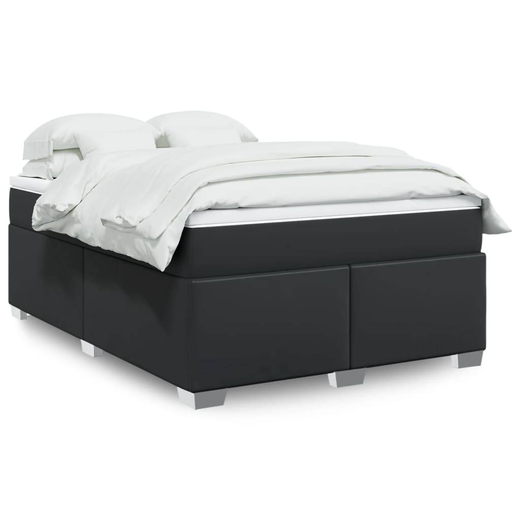 Boxspring met matras kunstleer zwart 160x200 cm is nu te koop bij PeponiXL, paradijselijk wonen!
