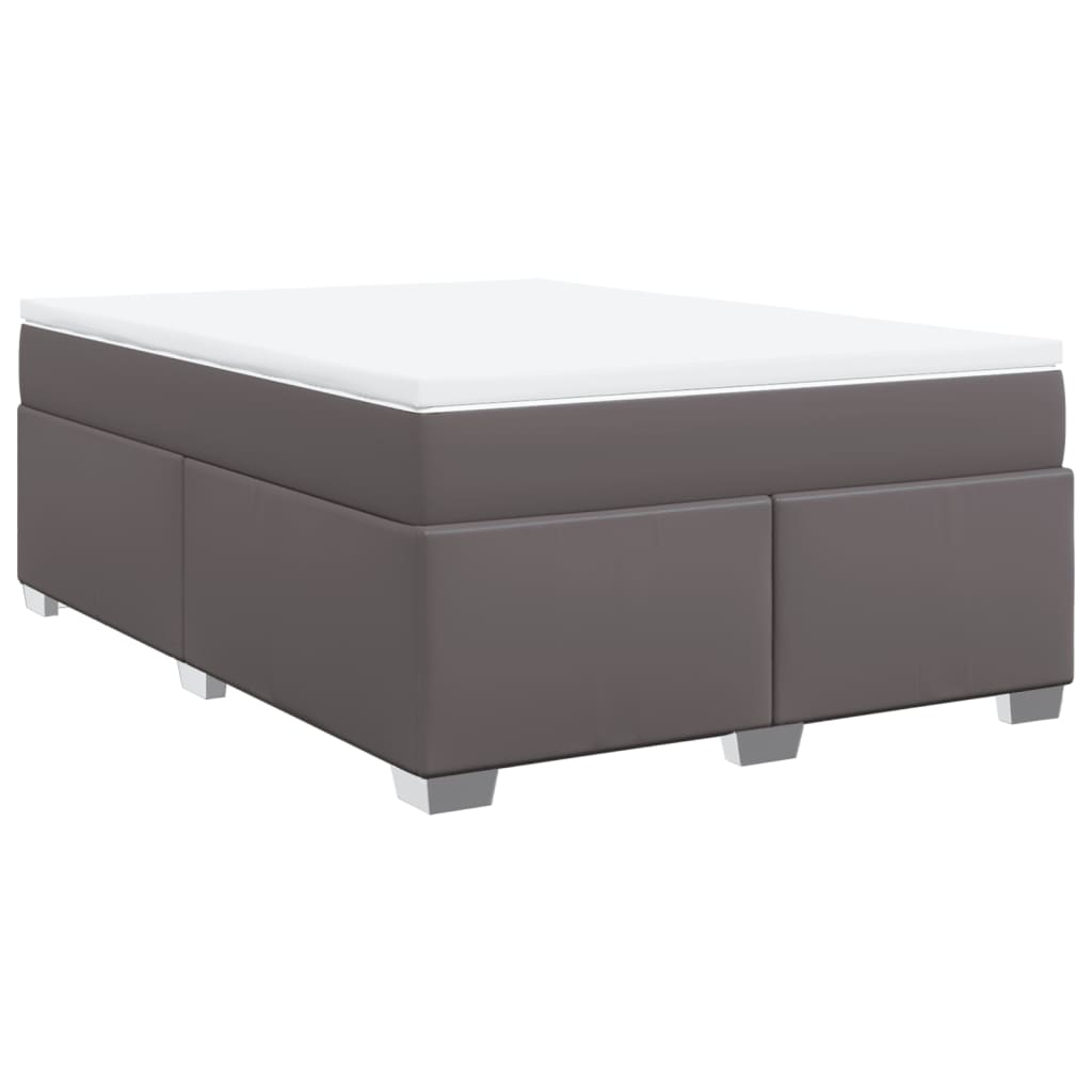 Boxspring met matras kunstleer grijs 160x200 cm is nu te koop bij PeponiXL, paradijselijk wonen!