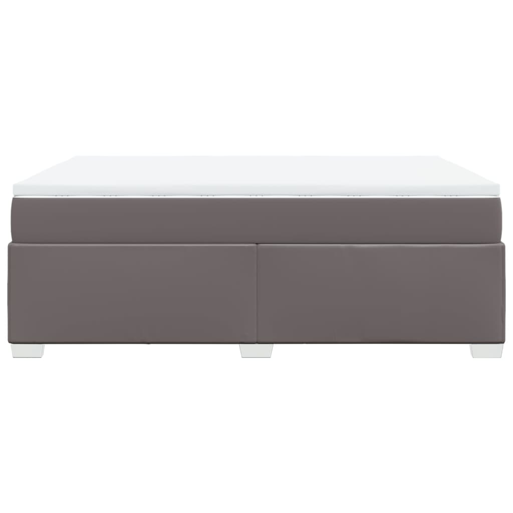 Boxspring met matras kunstleer grijs 160x200 cm is nu te koop bij PeponiXL, paradijselijk wonen!