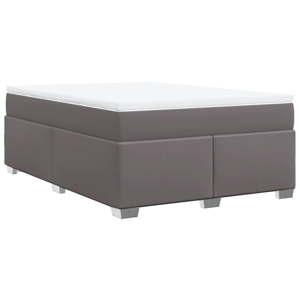 Boxspring met matras kunstleer grijs 160x200 cm is nu te koop bij PeponiXL, paradijselijk wonen!