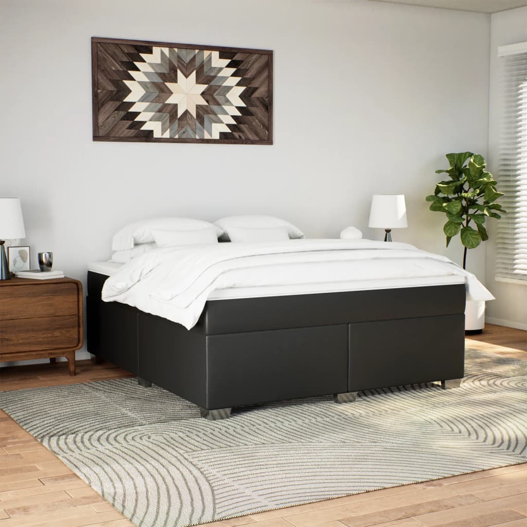 Boxspring met matras kunstleer zwart 180x200 cm is nu te koop bij PeponiXL, paradijselijk wonen!