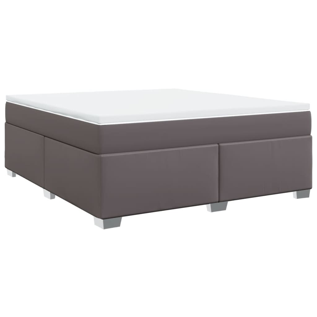 Boxspring met matras kunstleer grijs 180x200 cm is nu te koop bij PeponiXL, paradijselijk wonen!