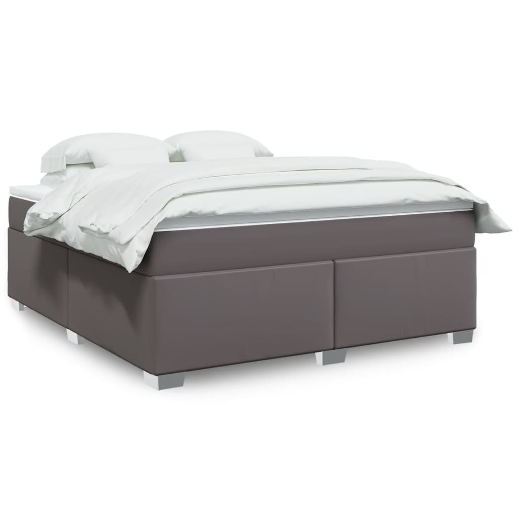 Boxspring met matras kunstleer grijs 180x200 cm is nu te koop bij PeponiXL, paradijselijk wonen!