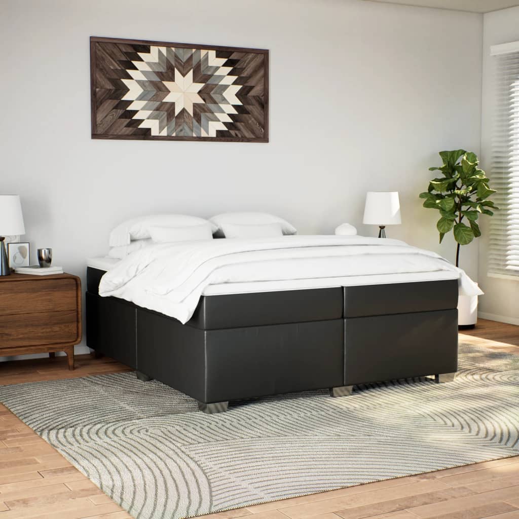 Boxspring met matras kunstleer zwart 200x200 cm is nu te koop bij PeponiXL, paradijselijk wonen!