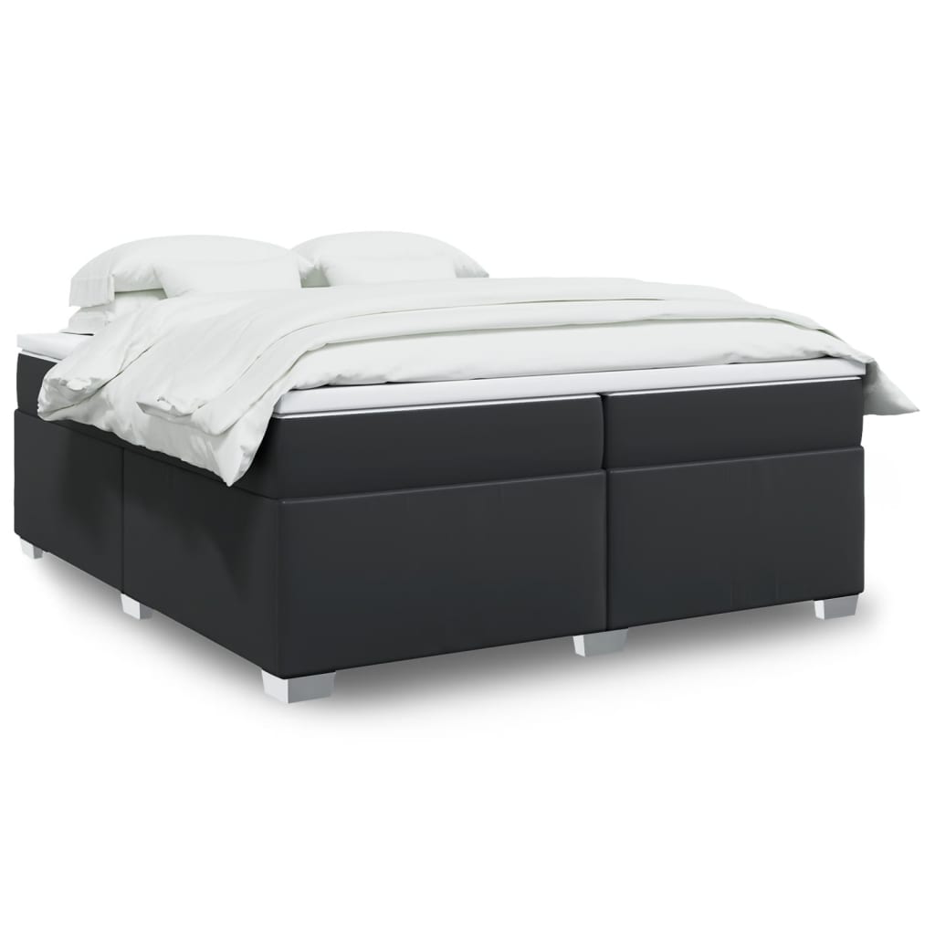 Boxspring met matras kunstleer zwart 200x200 cm is nu te koop bij PeponiXL, paradijselijk wonen!