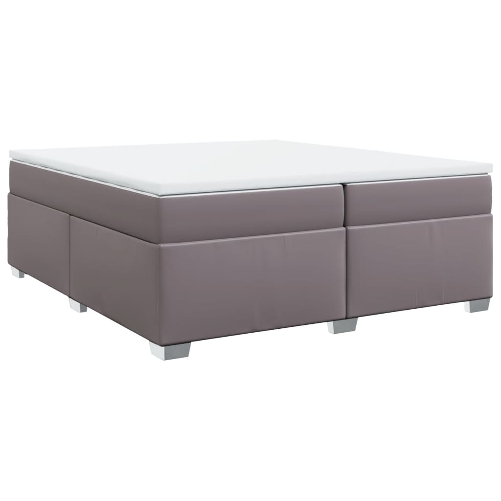 Boxspring met matras kunstleer grijs 200x200 cm is nu te koop bij PeponiXL, paradijselijk wonen!