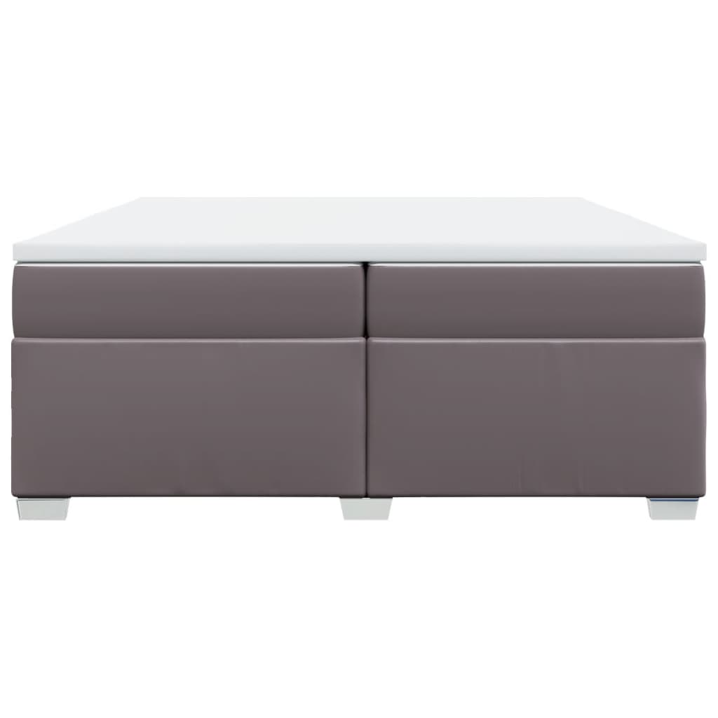 Boxspring met matras kunstleer grijs 200x200 cm is nu te koop bij PeponiXL, paradijselijk wonen!