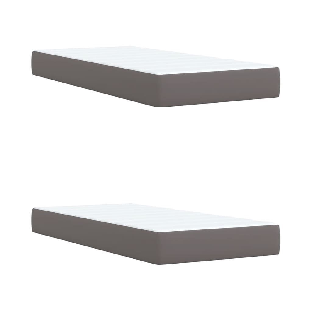 Boxspring met matras kunstleer grijs 200x200 cm is nu te koop bij PeponiXL, paradijselijk wonen!