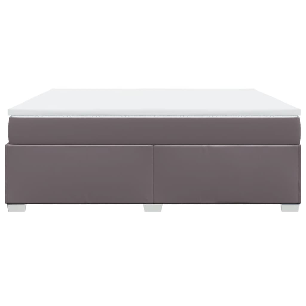 Boxspring met matras kunstleer grijs 200x200 cm is nu te koop bij PeponiXL, paradijselijk wonen!