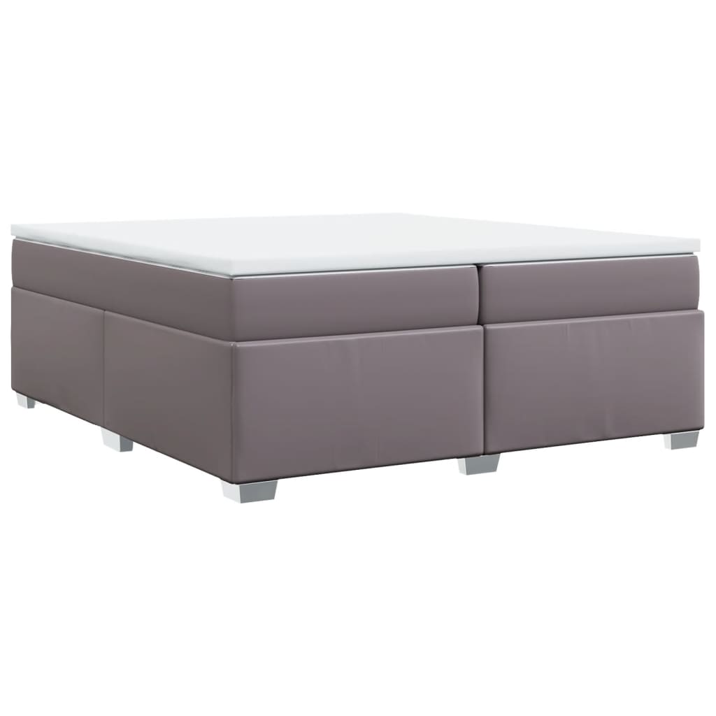 Boxspring met matras kunstleer grijs 200x200 cm is nu te koop bij PeponiXL, paradijselijk wonen!