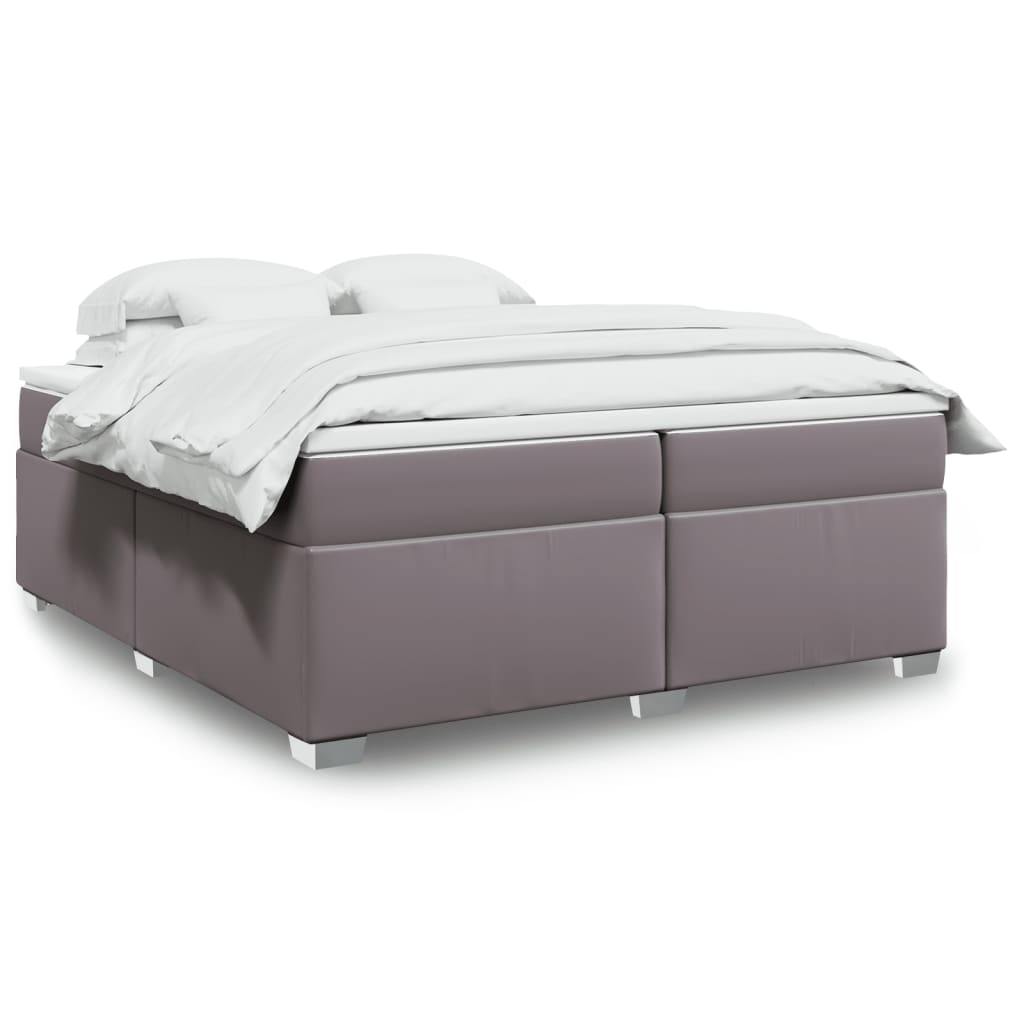 Boxspring met matras kunstleer grijs 200x200 cm is nu te koop bij PeponiXL, paradijselijk wonen!
