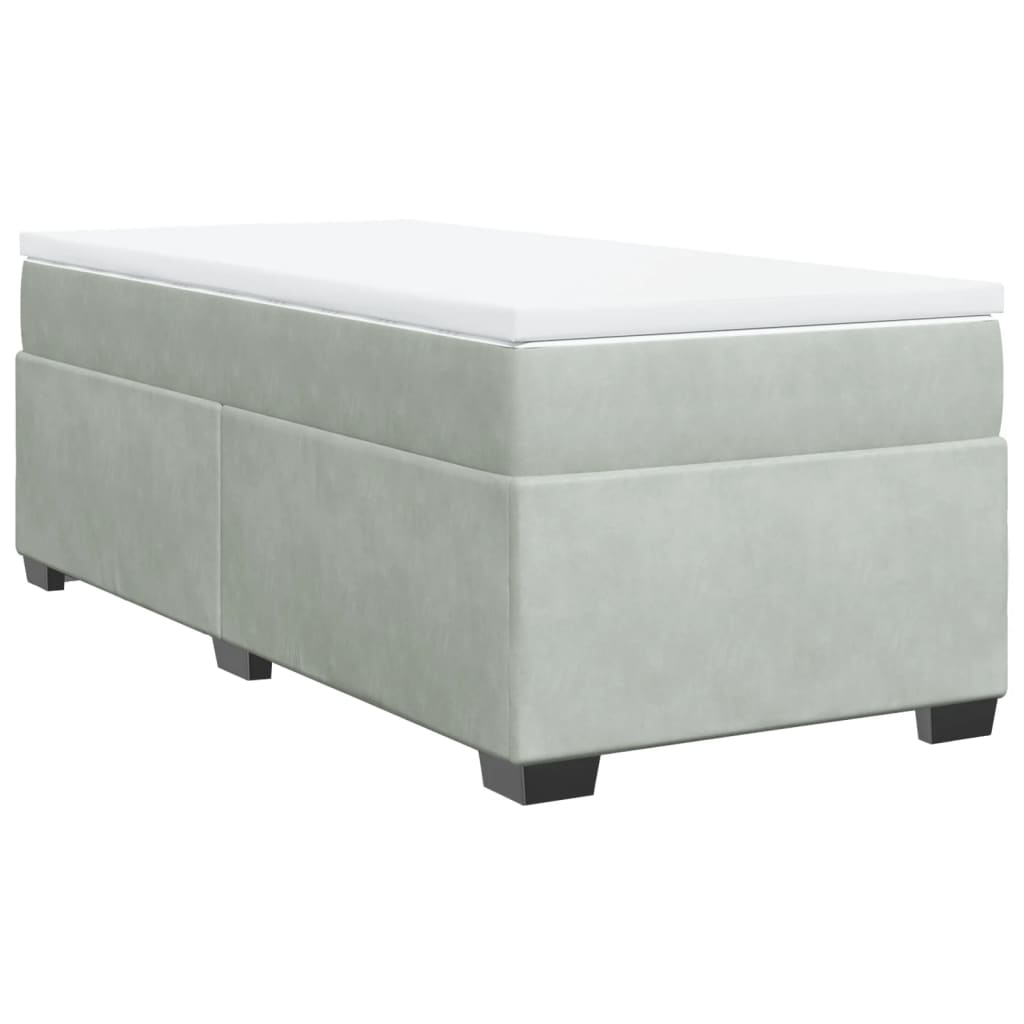Boxspring met matras fluweel lichtgrijs 80x200 cm is nu te koop bij PeponiXL, paradijselijk wonen!