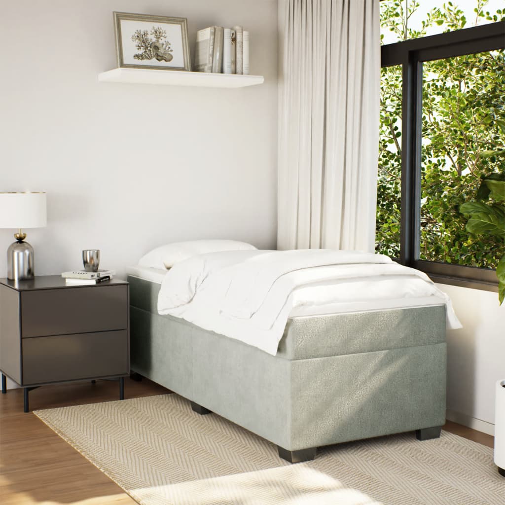 Boxspring met matras fluweel lichtgrijs 80x200 cm is nu te koop bij PeponiXL, paradijselijk wonen!