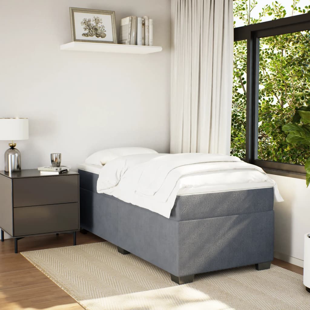 Boxspring met matras fluweel donkergrijs 80x200 cm is nu te koop bij PeponiXL, paradijselijk wonen!