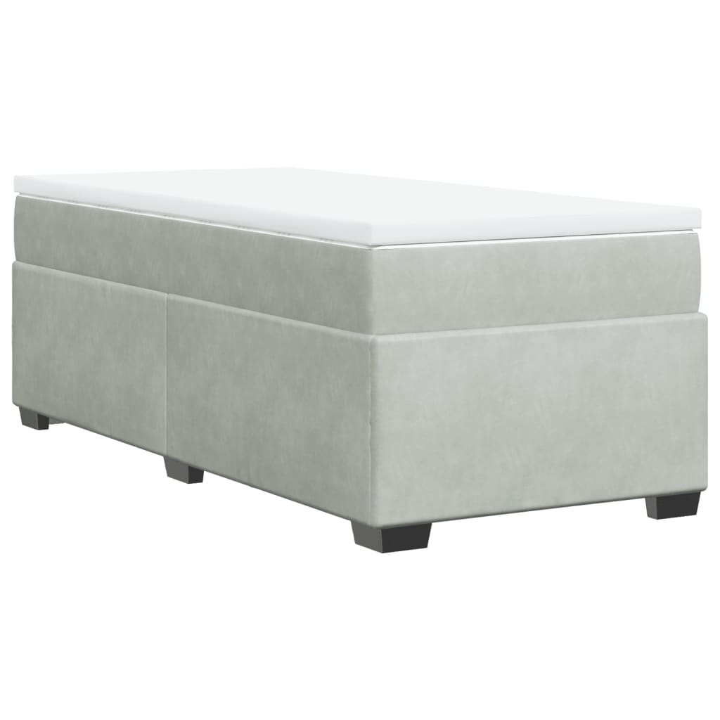Boxspring met matras fluweel lichtgrijs 90x190 cm is nu te koop bij PeponiXL, paradijselijk wonen!