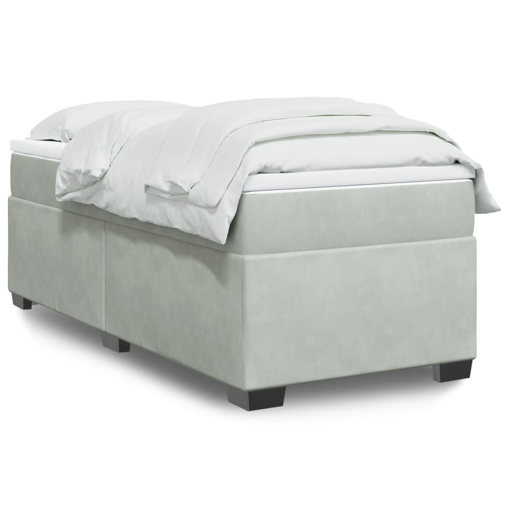 Boxspring met matras fluweel lichtgrijs 90x190 cm is nu te koop bij PeponiXL, paradijselijk wonen!