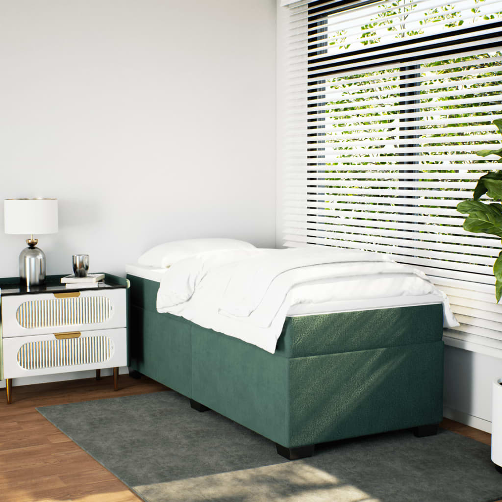 Boxspring met matras fluweel donkergroen 90x190 cm is nu te koop bij PeponiXL, paradijselijk wonen!