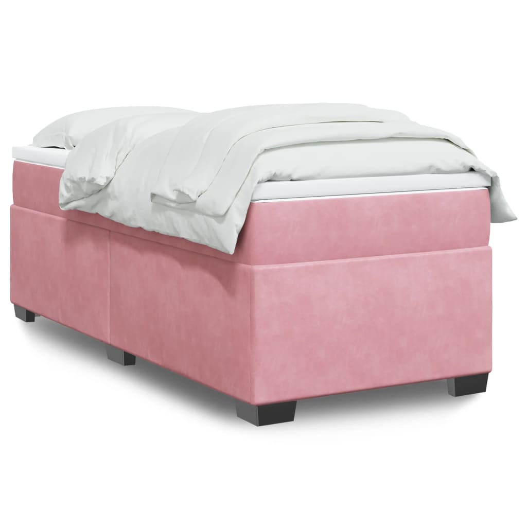 Boxspring met matras fluweel roze 90x190 cm is nu te koop bij PeponiXL, paradijselijk wonen!