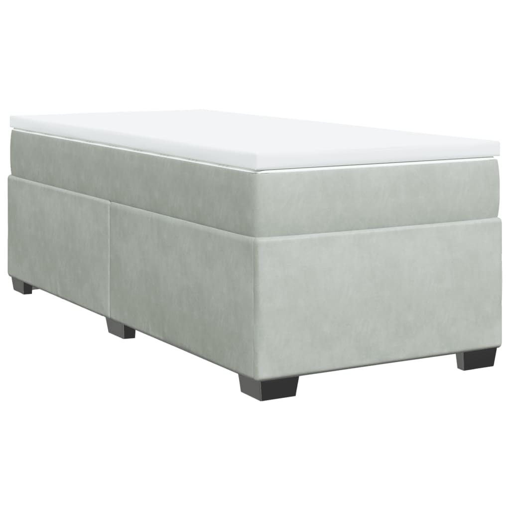 Boxspring met matras fluweel lichtgrijs 90x200 cm is nu te koop bij PeponiXL, paradijselijk wonen!