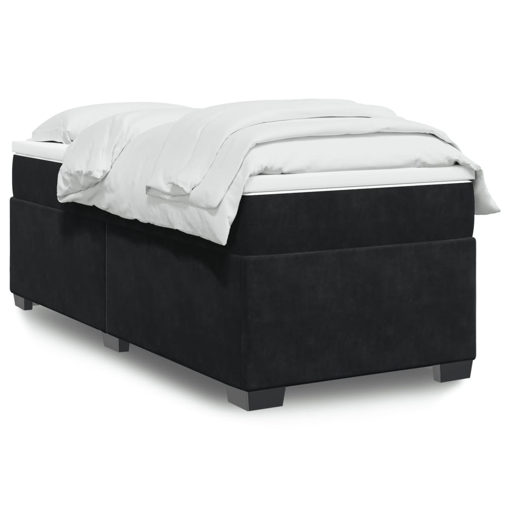 Boxspring met matras fluweel zwart 90x200 cm is nu te koop bij PeponiXL, paradijselijk wonen!