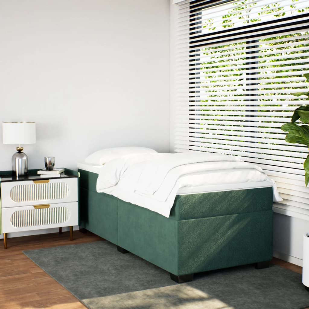 Boxspring met matras fluweel donkergroen 90x200 cm is nu te koop bij PeponiXL, paradijselijk wonen!