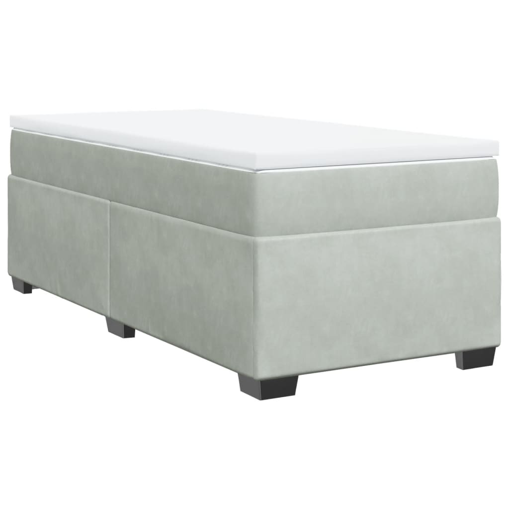 Boxspring met matras fluweel lichtgrijs 100x200 cm is nu te koop bij PeponiXL, paradijselijk wonen!