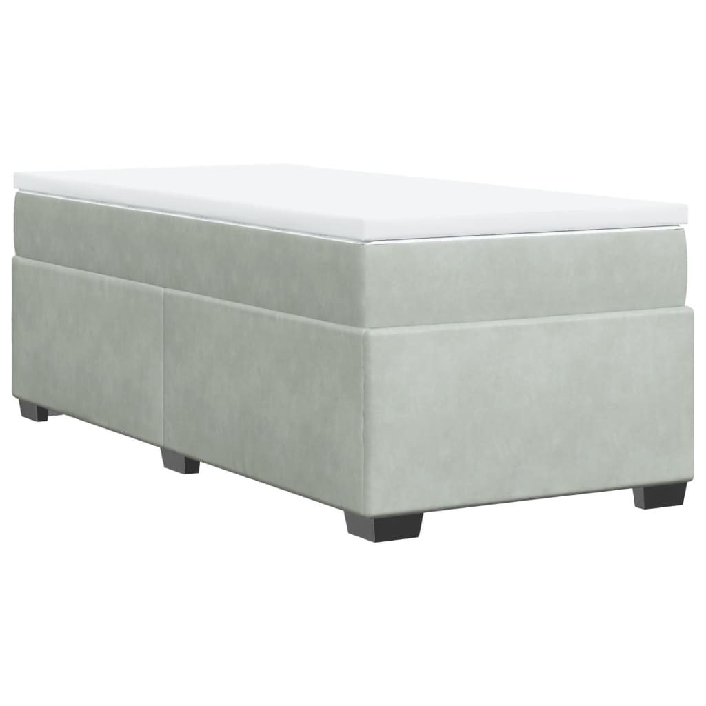 Boxspring met matras fluweel lichtgrijs 100x200 cm is nu te koop bij PeponiXL, paradijselijk wonen!