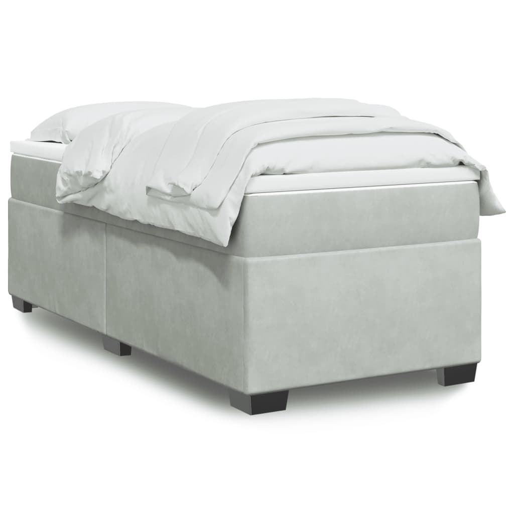 Boxspring met matras fluweel lichtgrijs 100x200 cm is nu te koop bij PeponiXL, paradijselijk wonen!