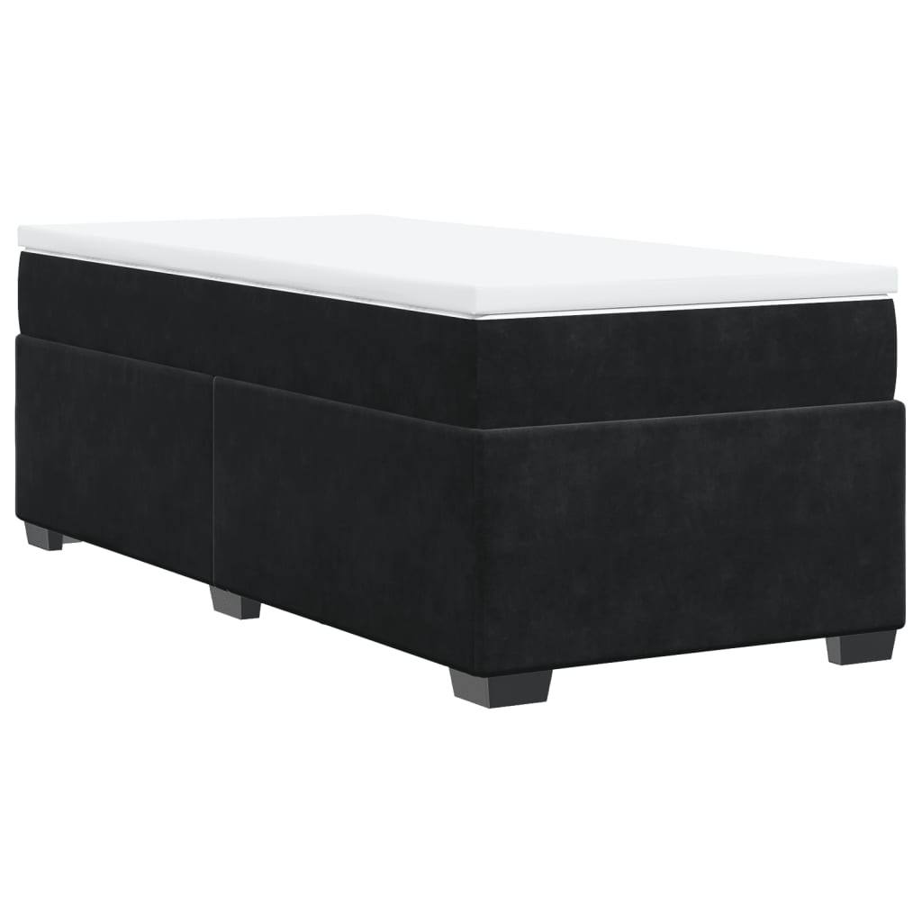 Boxspring met matras fluweel zwart 100x200 cm is nu te koop bij PeponiXL, paradijselijk wonen!
