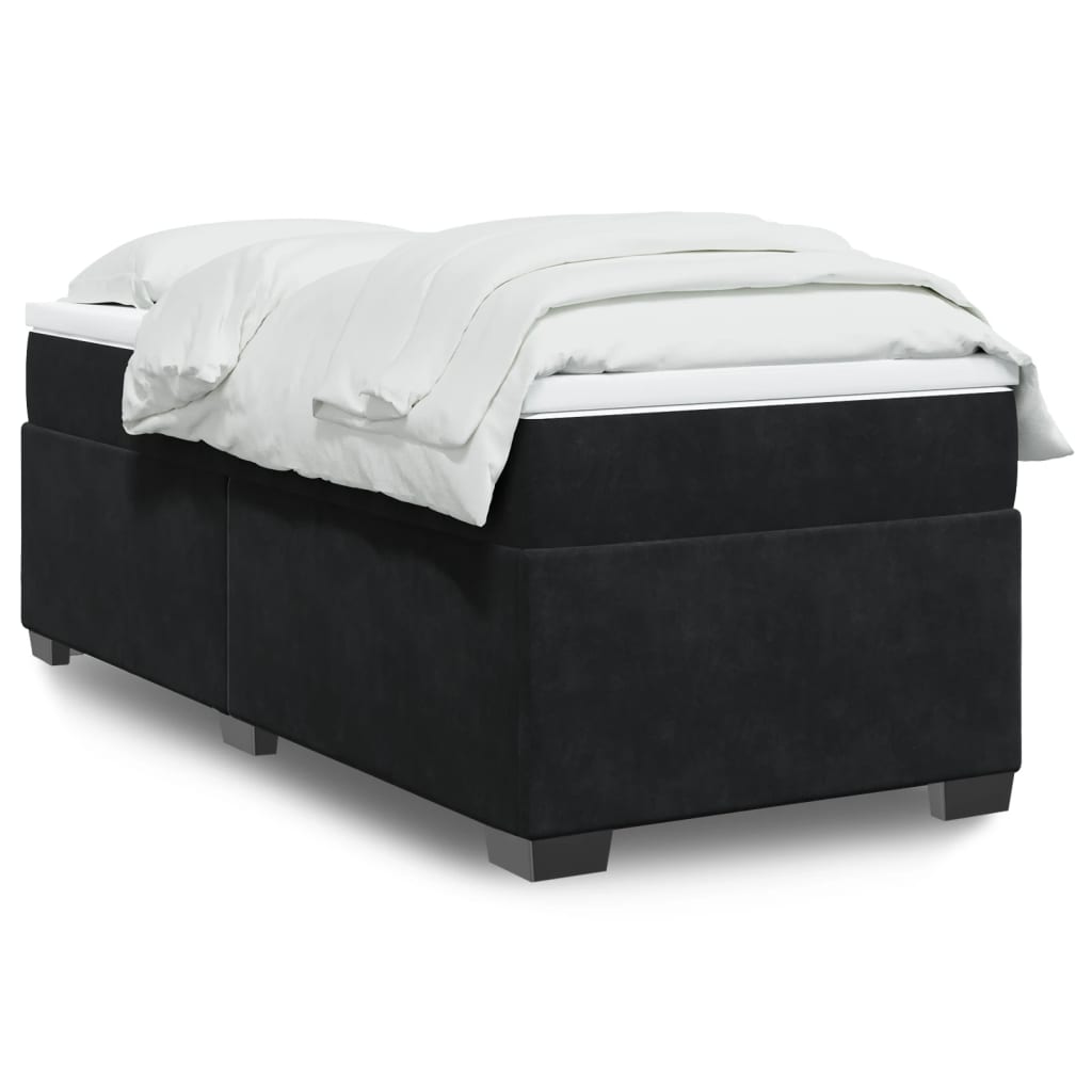 Boxspring met matras fluweel zwart 100x200 cm is nu te koop bij PeponiXL, paradijselijk wonen!