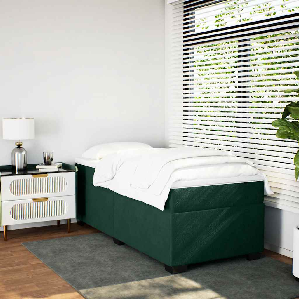 Boxspring met matras fluweel donkergroen 100x200 cm is nu te koop bij PeponiXL, paradijselijk wonen!