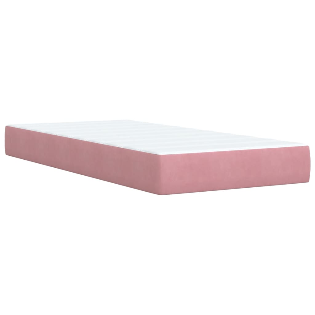 Boxspring met matras fluweel roze 100x200 cm is nu te koop bij PeponiXL, paradijselijk wonen!