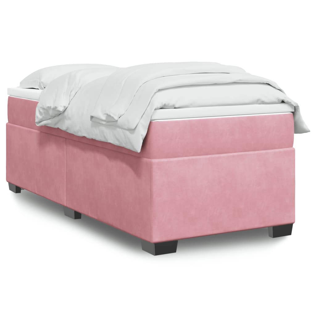 Boxspring met matras fluweel roze 100x200 cm is nu te koop bij PeponiXL, paradijselijk wonen!