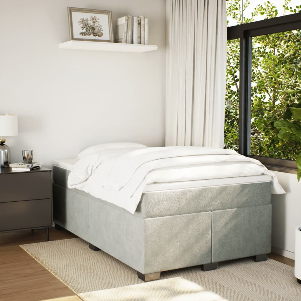 Boxspring met matras fluweel lichtgrijs 120x190 cm is nu te koop bij PeponiXL, paradijselijk wonen!