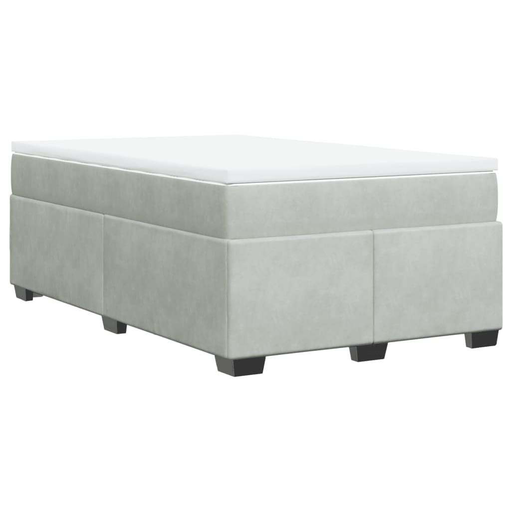 Boxspring met matras fluweel lichtgrijs 120x190 cm is nu te koop bij PeponiXL, paradijselijk wonen!