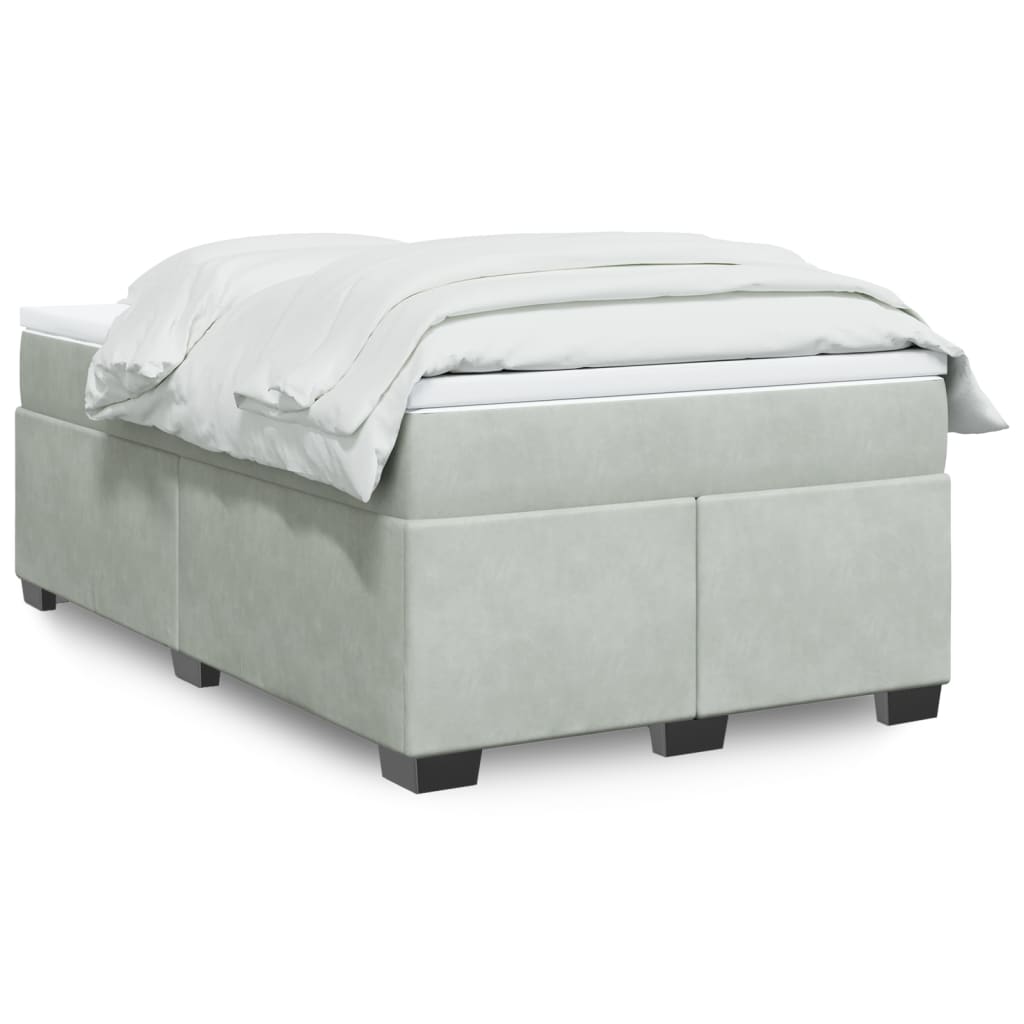 Boxspring met matras fluweel lichtgrijs 120x190 cm is nu te koop bij PeponiXL, paradijselijk wonen!