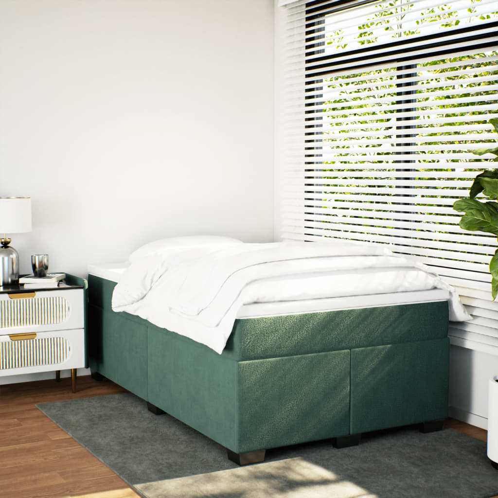 Boxspring met matras fluweel donkergroen 120x190 cm is nu te koop bij PeponiXL, paradijselijk wonen!