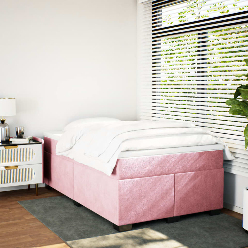 Boxspring met matras fluweel roze 120x190 cm is nu te koop bij PeponiXL, paradijselijk wonen!