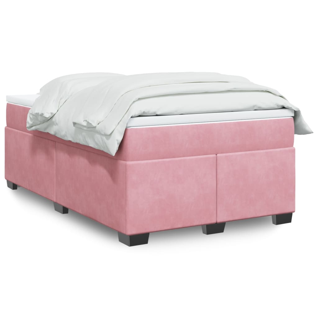 Boxspring met matras fluweel roze 120x190 cm is nu te koop bij PeponiXL, paradijselijk wonen!