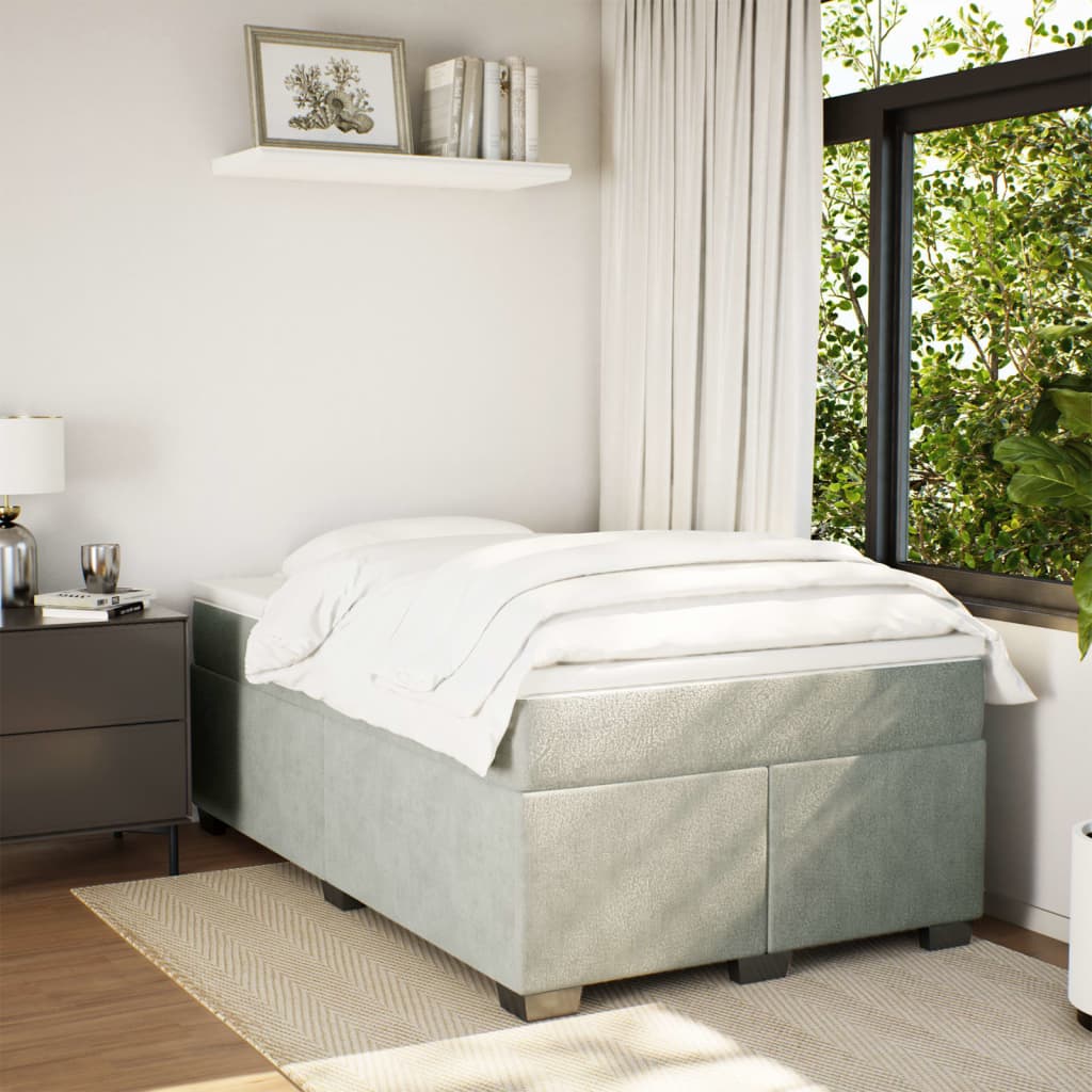 Boxspring met matras fluweel lichtgrijs 120x200 cm is nu te koop bij PeponiXL, paradijselijk wonen!