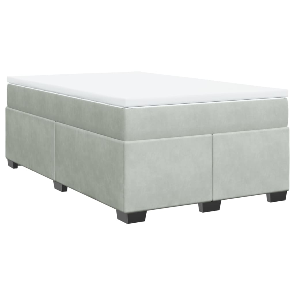 Boxspring met matras fluweel lichtgrijs 120x200 cm is nu te koop bij PeponiXL, paradijselijk wonen!