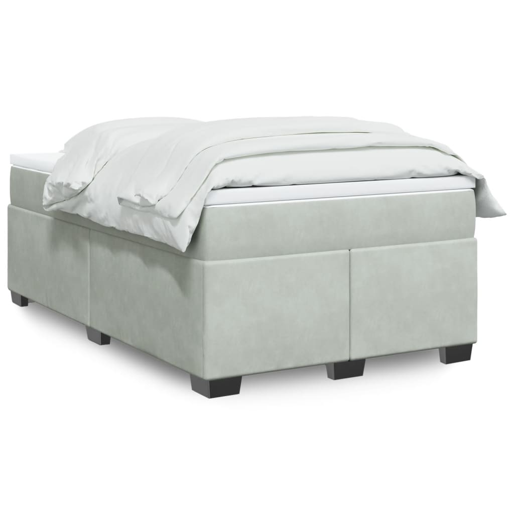 Boxspring met matras fluweel lichtgrijs 120x200 cm is nu te koop bij PeponiXL, paradijselijk wonen!