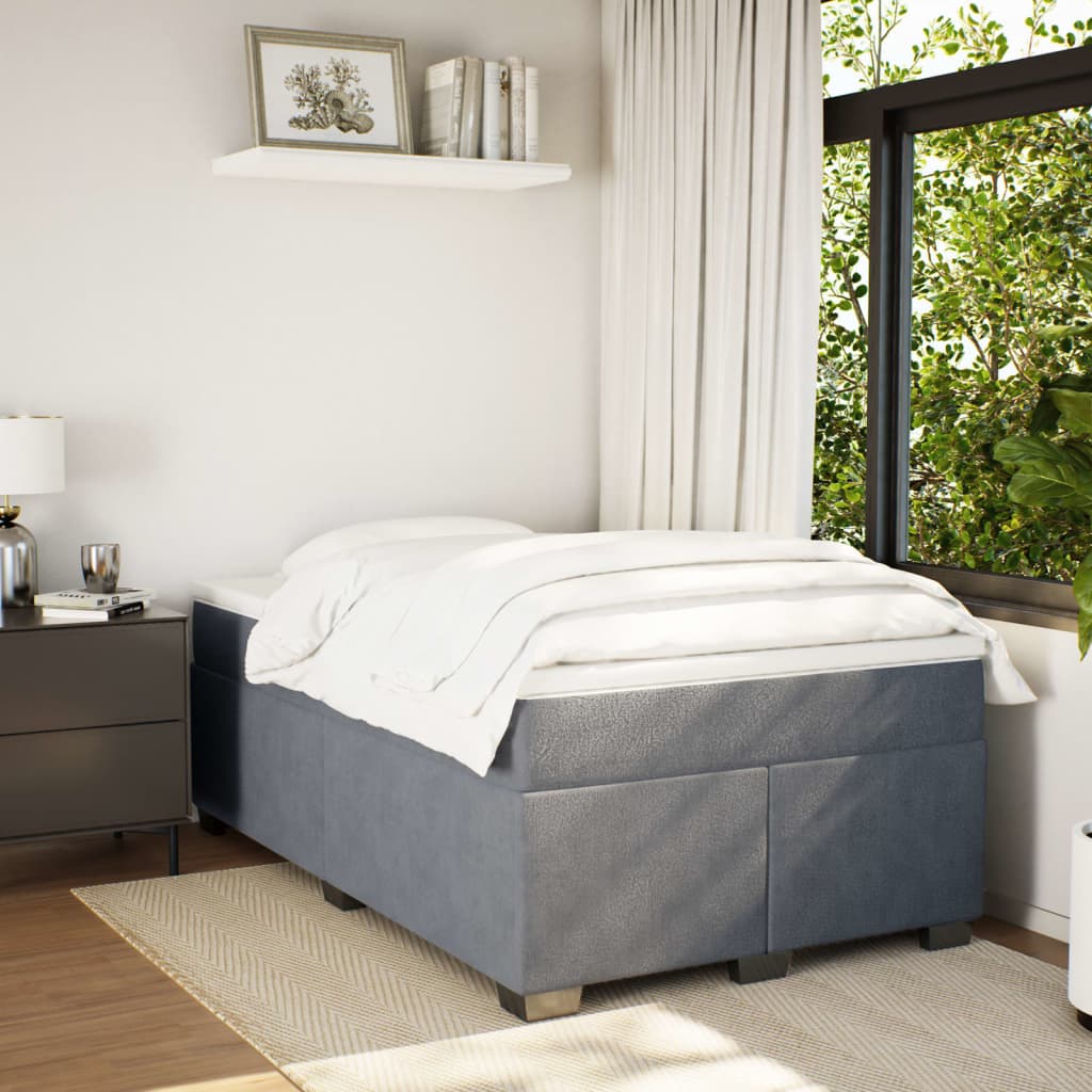 Boxspring met matras fluweel donkergrijs 120x200 cm is nu te koop bij PeponiXL, paradijselijk wonen!