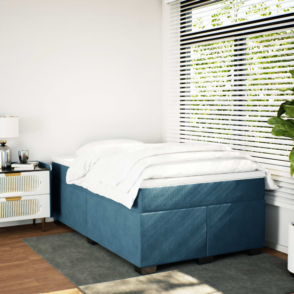 Boxspring met matras fluweel donkerblauw 120x200 cm is nu te koop bij PeponiXL, paradijselijk wonen!