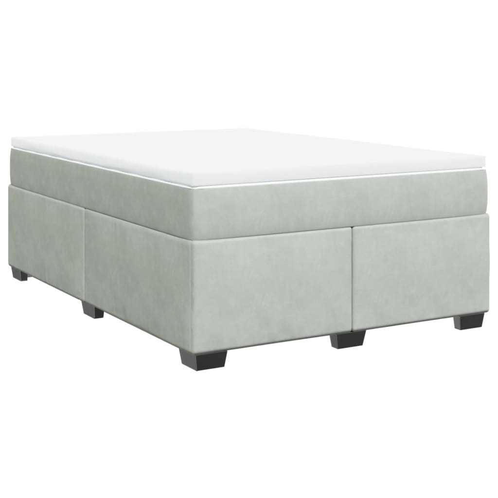 Boxspring met matras fluweel lichtgrijs 140x190 cm is nu te koop bij PeponiXL, paradijselijk wonen!