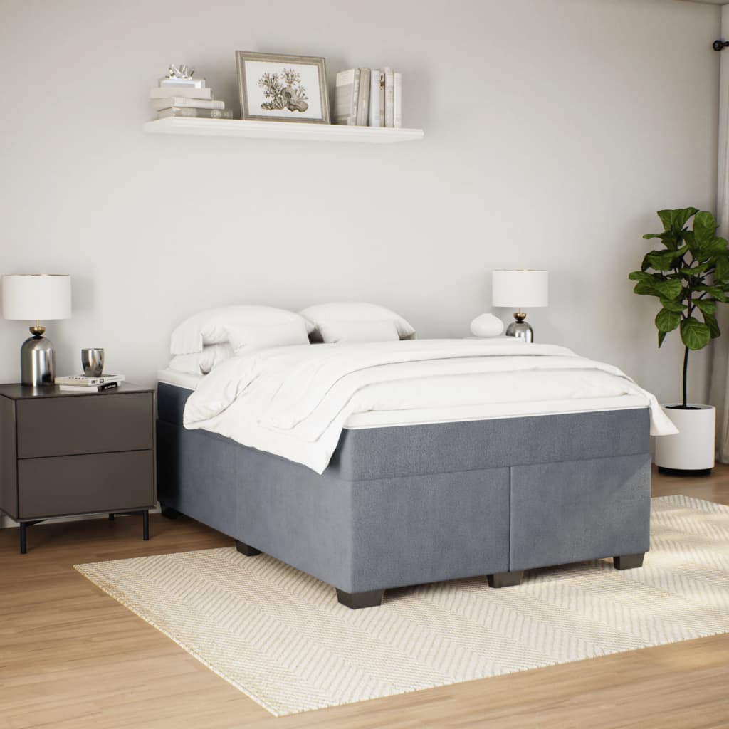 Boxspring met matras fluweel donkergrijs 140x190 cm is nu te koop bij PeponiXL, paradijselijk wonen!
